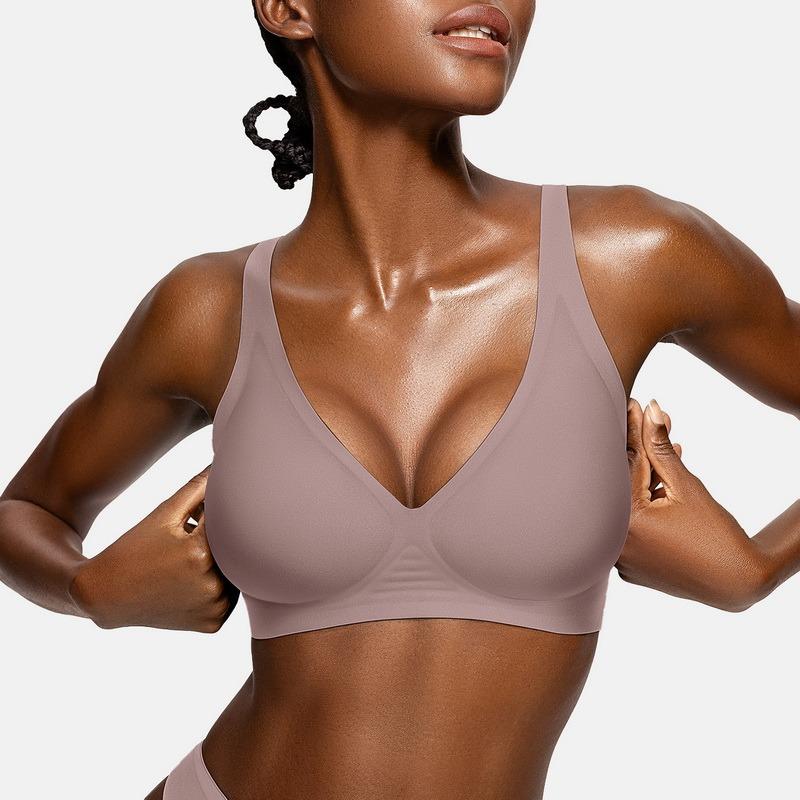 💜 LAST DAY PROMOTION - 50%OFF💜Womens Comfortable Wireless Bras Push Up Bralettes Seamless Tshirts Bras Deep V Everyday Bras