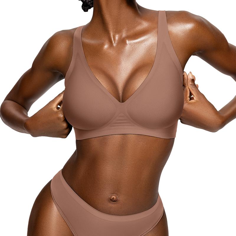 💜 LAST DAY PROMOTION - 50%OFF💜Womens Comfortable Wireless Bras Push Up Bralettes Seamless Tshirts Bras Deep V Everyday Bras