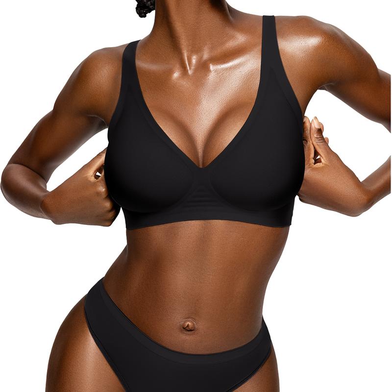 💜 LAST DAY PROMOTION - 50%OFF💜Womens Comfortable Wireless Bras Push Up Bralettes Seamless Tshirts Bras Deep V Everyday Bras