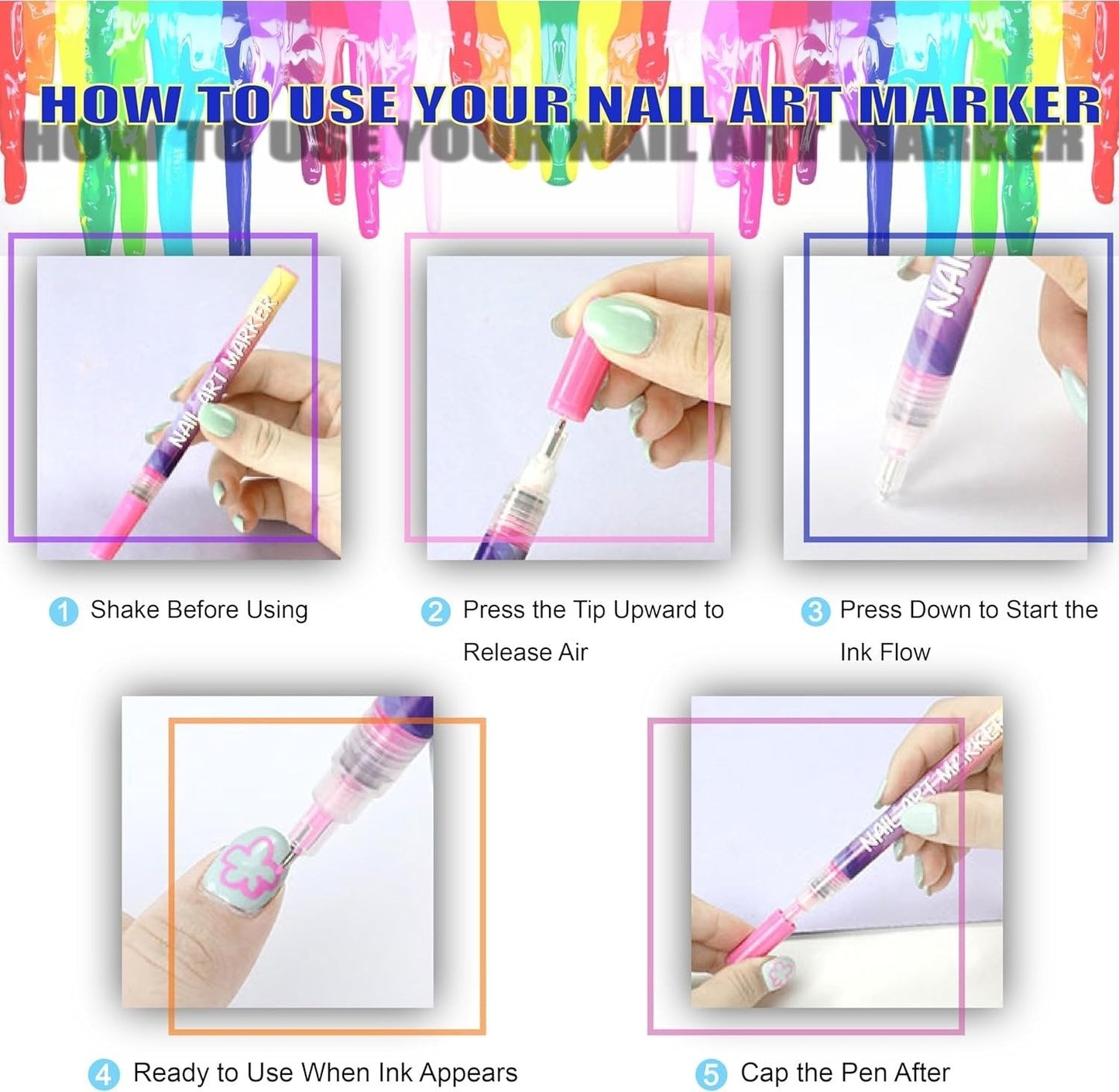 ⏳12 Colors Nail Art Pens Set🎨💅
