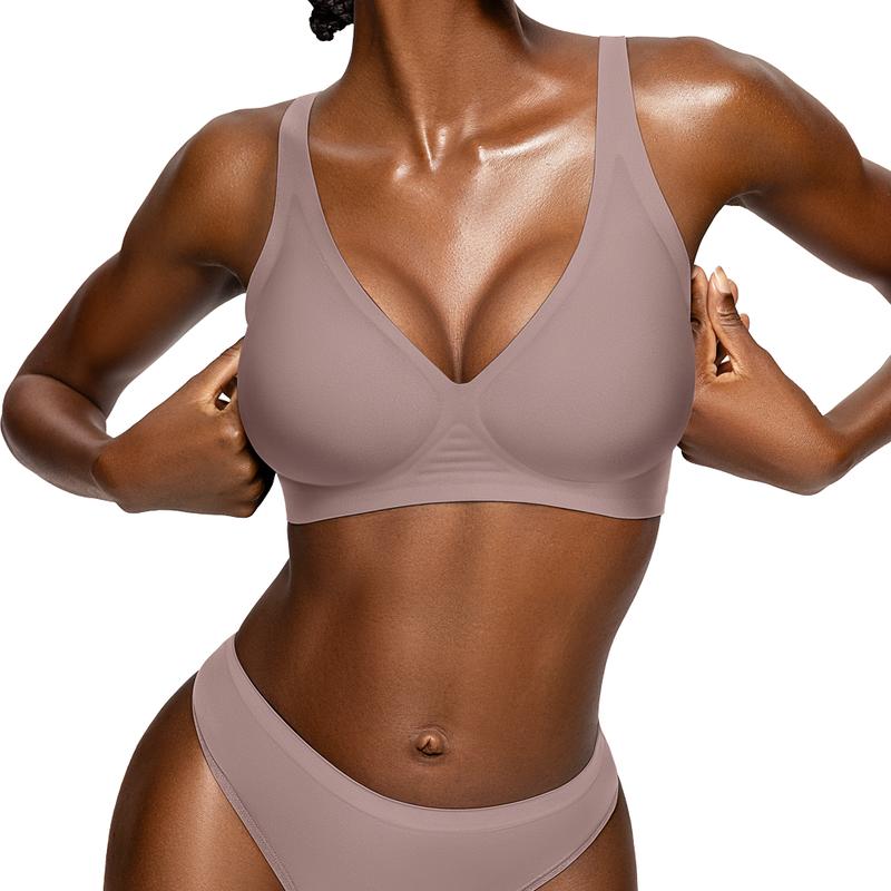💜 LAST DAY PROMOTION - 50%OFF💜Womens Comfortable Wireless Bras Push Up Bralettes Seamless Tshirts Bras Deep V Everyday Bras