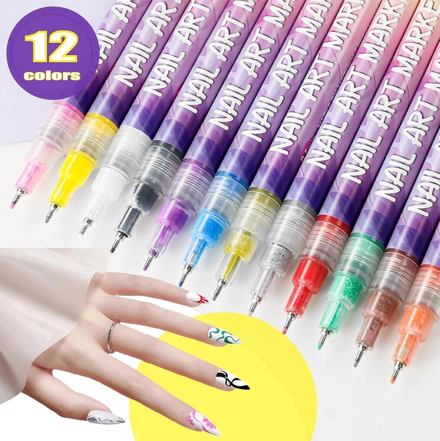 ⏳12 Colors Nail Art Pens Set🎨💅