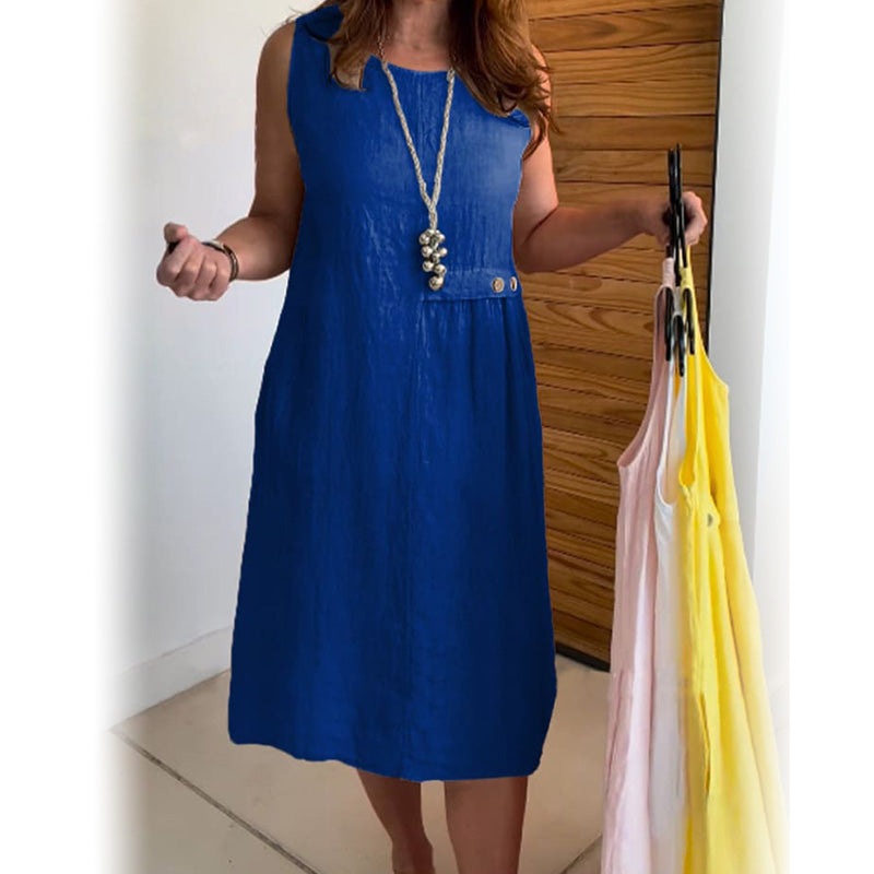Women's Casual Round Neck Sleeveless Loose Fit Dress